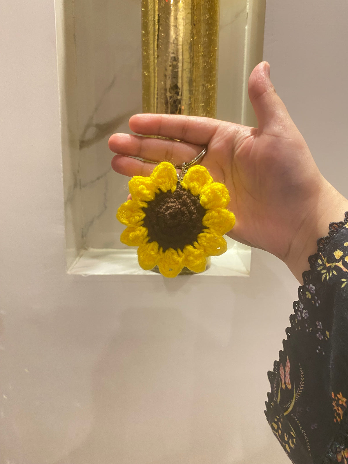 Crocheted Sunflower Keychain