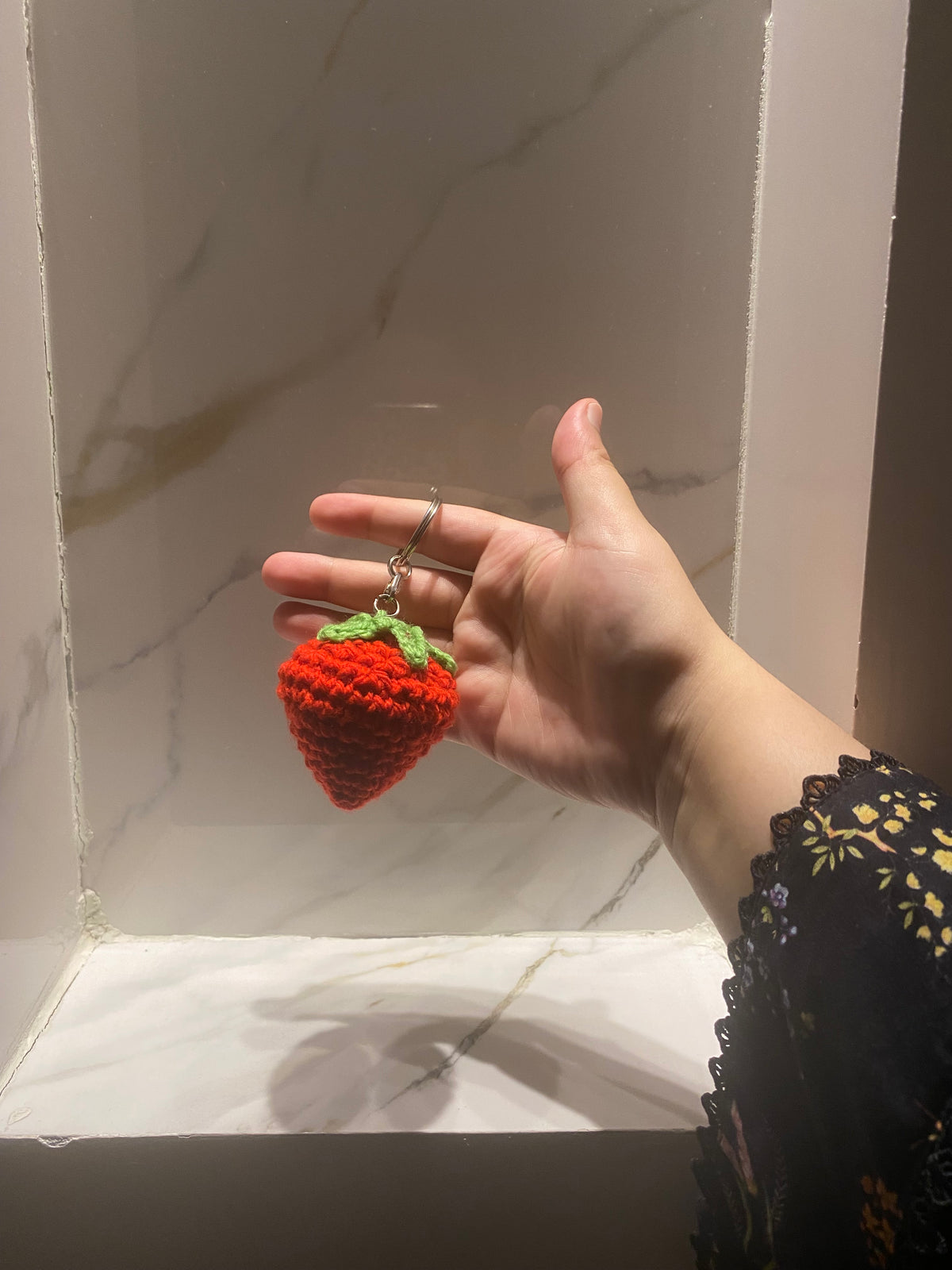 Strawberry Crochet Keychain