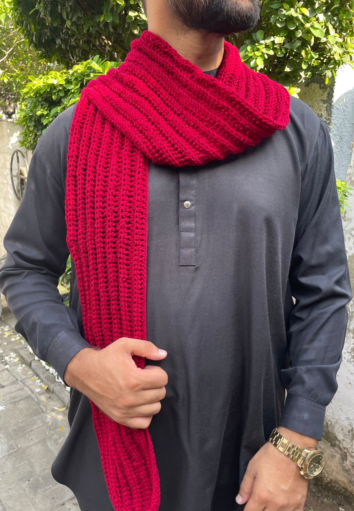 Red Crochet Scarf